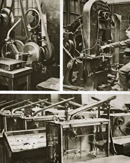 Money making; stamping and milling the disks and weighing the finished coins, 20th century Money making; stamping and milling the disks and weighing the finished coins, 20th century