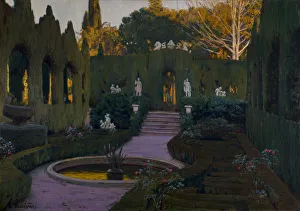 Valencia Prints: The Monforte gardens (Jardines de Monforte), 1917