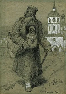Taxation Prints: A Monk Collecting Taxes for the Construction of the Church in Irkutsk