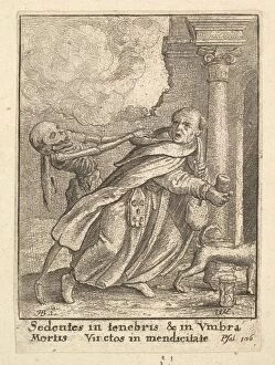 Danse Macabre Collection: The Monk, from the Dance of Death, 1651. Creator: Wenceslaus Hollar