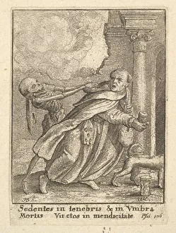 Inevitability Prints: The Monk, from the Dance of Death, 1651. Creator: Wenceslaus Hollar
