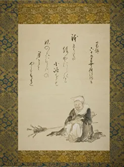 Vendor Prints: Monk Selling Ceremonial Tea Whisks, Japan, c. 1802. Creator: Hokusai