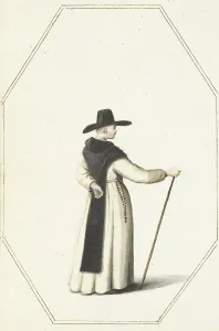 Crosier Prints: Monk standing with a staff, c.1657. Creator: Gesina ter Borch