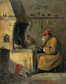 Laboratory Prints: A monkey alchemist, c1850s. Creator: Edmund Bristow