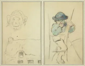 Breton Prints: Monkey and Cottage; Little Breton Boy [recto], 1884-1888. Creator: Paul Gauguin