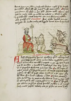 Unicorn Prints: A Monkey Kneeling before Jupiter; Fables, third quarter of 15th century. Creator: Unknown