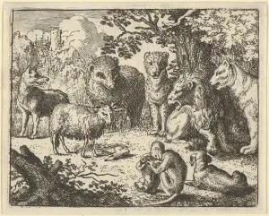 Allart Van Gallery: The Monkey Opens the Package and Removes the Rabbits Head to the Great Surprise of the