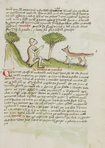 Foxes Prints: A Monkey Speaking to a Fox; Fables, third quarter of 15th century. Creator: Unknown