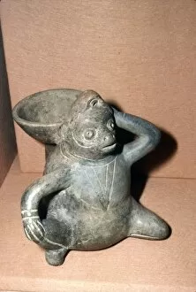Monkey whistling Jar in Grey pottery, Monte Alban, Oaxaca, Mexico, 300-900