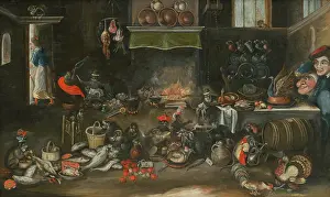 Baskets Prints: Monkeys in the Kitchen, 1620-1640. Creator: Circle of Frans Francken II