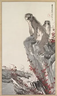 Style Of Prints: Monkeys by a Stream, mid-1800s. Creator: Nagasawa Rosetsu (Japanese, 1754-1799), style of