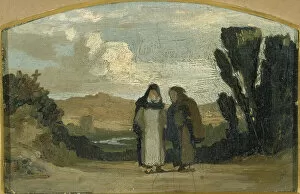 Veder Elihu Gallery: Monks on the Appian Way, ca. 1865. Creator: Elihu Vedder
