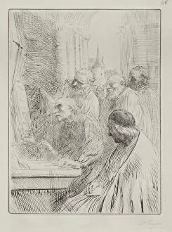 19th 20th Century Gallery: The Monks in Church. Creator: Alphonse Legros (French, 1837-1911)