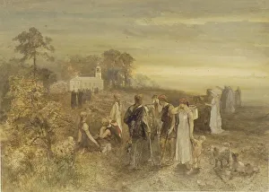 Friars Prints: Monks go to a church, watched by a group of Germans, 1871. Creator: Charles Rochussen