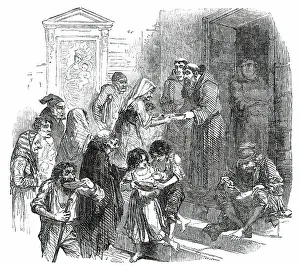 Monks of the Convent of Ara Coeli Giving Soup to the Poor, 1850. Creator: Unknown