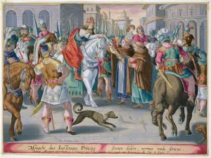 6th Century Prints: Two monks present silkworms smuggled from China to the Byzantine Emperor Justinian