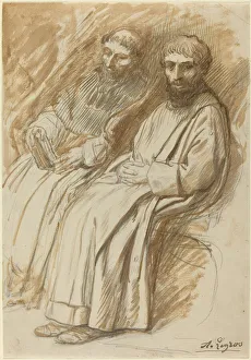 Two Monks Seated in a Church. Creator: Alphonse Legros