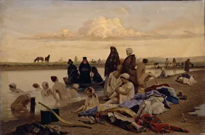 At The Water Prints: Monks. Wrongly stranded, 1870s. Artist: Solovyev, Lev Grigoryevich (1837-1919)