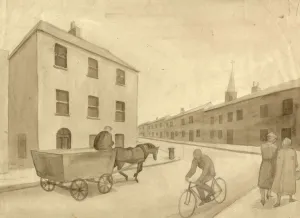 Monochrome street scene, 1951. Creator: Shirley Markham