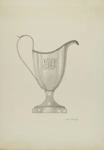 Monogrammed Prints: Monogrammed Silver Cream Pitcher, c. 1937. Creator: David P. Willoughby