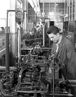 Monotype Gallery: Monotype casting machine at a printing company, Mexborough, South Yorkshire, 1959