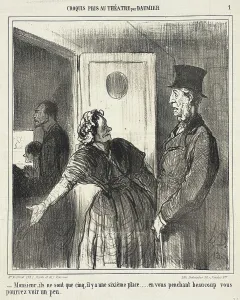 Usher Prints: Monsieur, ils ne sont que cinq.. 1864. Creator: Honore Daumier