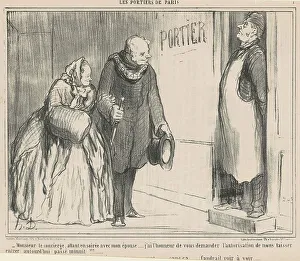 Rooming House Prints: Monsieur le concierge, allant en soirée... 19th century. Creator: Honore Daumier
