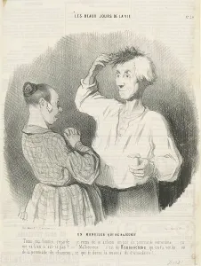 Middle Age Prints: Un monsieur qui se rajeunit, 19th century. Creator: Honore Daumier