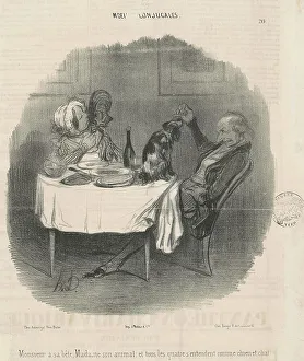 Pampering Prints: Monsieur a sa bête, Madame son animal... 19th century. Creator: Honore Daumier