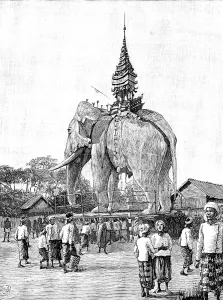 Burma Prints: A Monster Elephant at Mandalay, 1890. Creator: Unknown