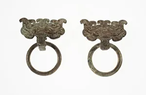 Monster Collection: Monster-Mask Fittings with Ring Handle, Han dynasty (206 B.C.-A.D. 220). Creator: Unknown