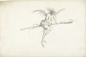 Rijksmuseum Collection: Monstrous witch on a broom, Mid of 17th cen