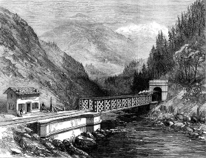 Alpine Prints: Mont Cenis Railway scenery: the Dora Valley, near Salbertrand, 1871. Creator: Unknown