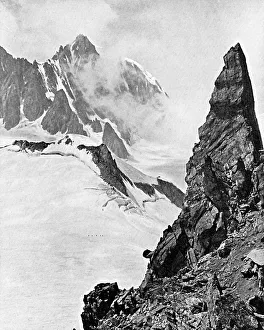 Mont Maudit as seen from the Aiguille Marbrees, the Alps, early 20th century