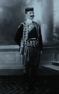 Montenegro Prints: A Montenegrin man wearing national dress and a Montenegrin cap. Creator: Unknown