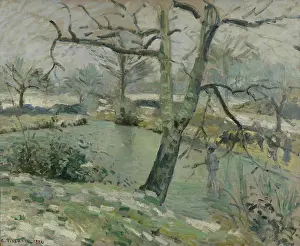 Montfoucault Pond, Winter Effect, 1874. Creator: Camille Pissarro