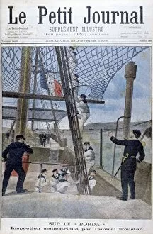 Six monthly inspection by Admiral Roustan on board the Borda, 1902