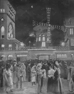 18th Arrondissement Prints: Montmartres Amuse La Sortie Du Moulin Rouge, 1900