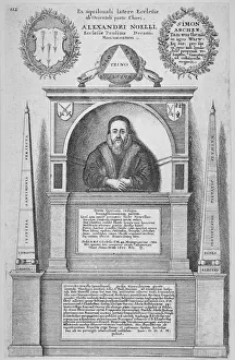 Noel Prints: Monument of Alexander Noel in the old St Pauls Cathedral, City of London, 1656