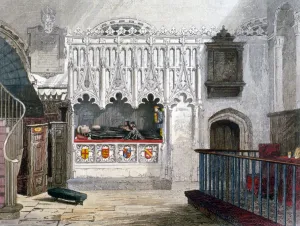 Rahere Gallery: Monument in the Church of St Bartholomew-the-Great, Smithfield, City of London, 1851
