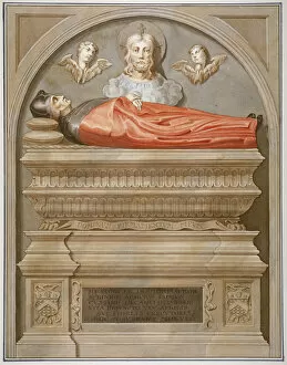 Chancery Lane Gallery: Monument to Dr John Yonge by Torrigiano in Rolls Chapel, Chancery Lane, City of London, 1800