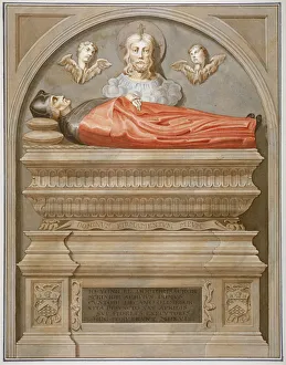 Chancery Lane Gallery: Monument to Dr John Yonge by Torrigiano in Rolls Chapel, Chancery Lane, City of London, 1800