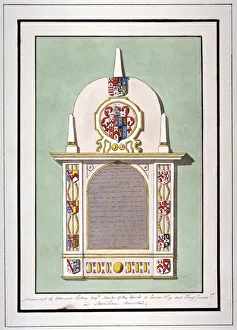 Stewart Prints: Monument to Edmund Tilney, St Leonards Church, Streatham, London, c1800