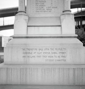 Prejudice Prints: One side of the monument erected to race prejudice