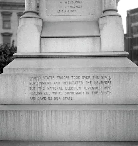 Prejudice Prints: One side of the monument erected to race prejudice