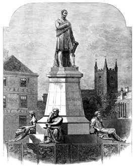 Stephenson George Prints: The Monument to George Stephenson at Newcastle-on-Tyne, 1862. Creator: Mason Jackson