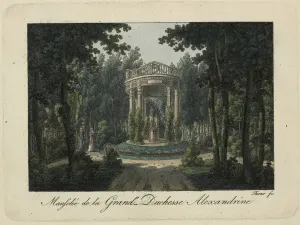 Pavlovsk Prints: The monument to Grand Duchess Alexandra Pavlovna at Pavlovsk, 1810s. Creator: Thurner