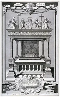 Vertue Prints: Monument to King Edward VI, Chapel of Henry VII, Westminster Abbey, London, c1740