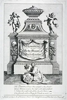 Hanoverian Prints: Monument to Queen Caroline, consort of George II, Westminster Abbey, London, 1737