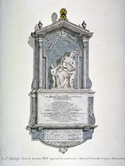 Monument to Samuel Wright, from the north wall of St Alfeges Church, London Wall, London, 1815